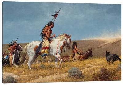 Arrival Of The Horse Traders Canvas Art Print - Native American Décor