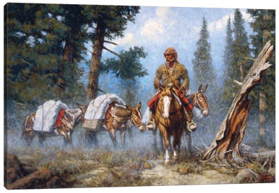 Bound For Rendezvous Canvas Art Print - Native American Décor