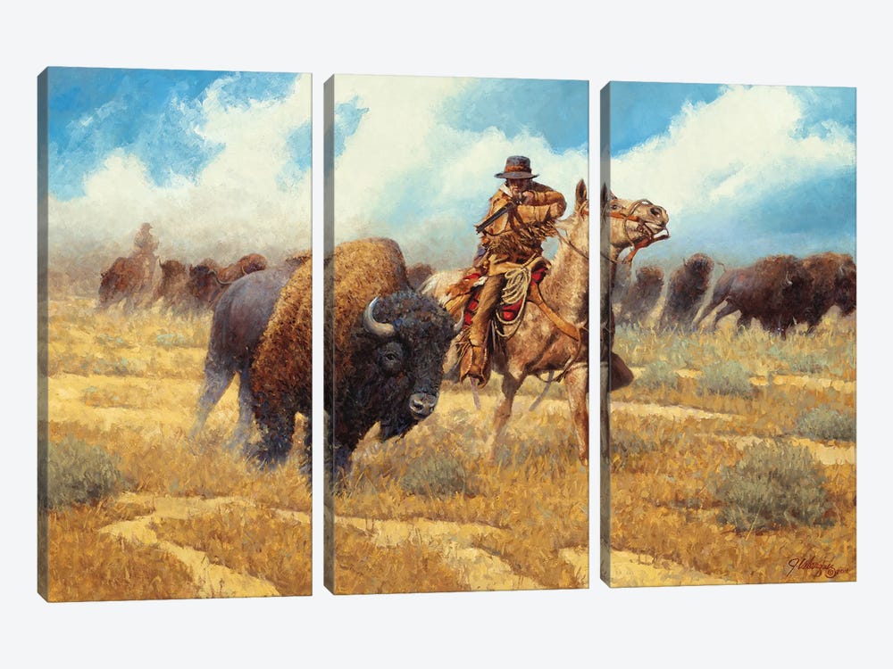 Buffalo Hunter by Joe Velazquez 3-piece Canvas Wall Art
