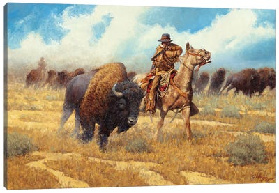 Buffalo Hunter Canvas Art Print - Horse Art