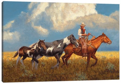 Coming Home Canvas Art Print - Cowboy & Cowgirl Art