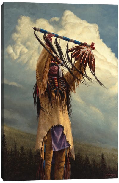Keeper Of The Sacred Pipe Canvas Art Print - Indigenous & Native American Culture