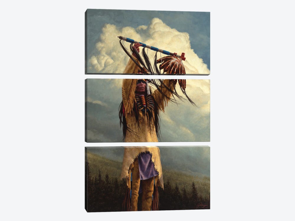 Keeper Of The Sacred Pipe by Joe Velazquez 3-piece Canvas Artwork