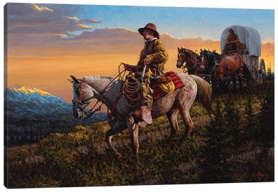 On Timberline Pass Canvas Art Print - Cowboy & Cowgirl Art