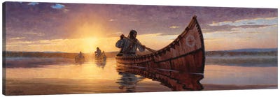 Reflections Of A Journey Canvas Art Print - Canoes