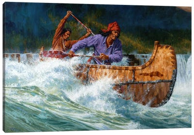 Running The Chute Canvas Art Print - Canoe Art