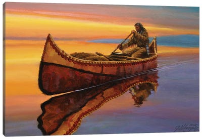 The Calm Of Twilight Canvas Art Print - Indigenous & Native American Culture