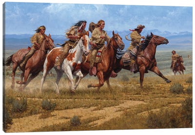 The Race At Rendezvous Canvas Art Print - Native American Décor