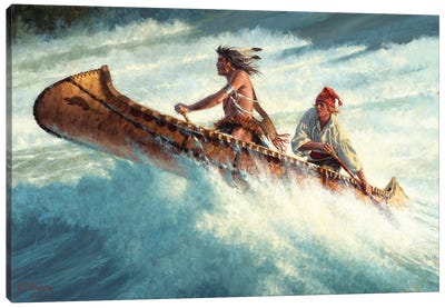 Through The Rage And The Roar Canvas Art Print - Canoe Art
