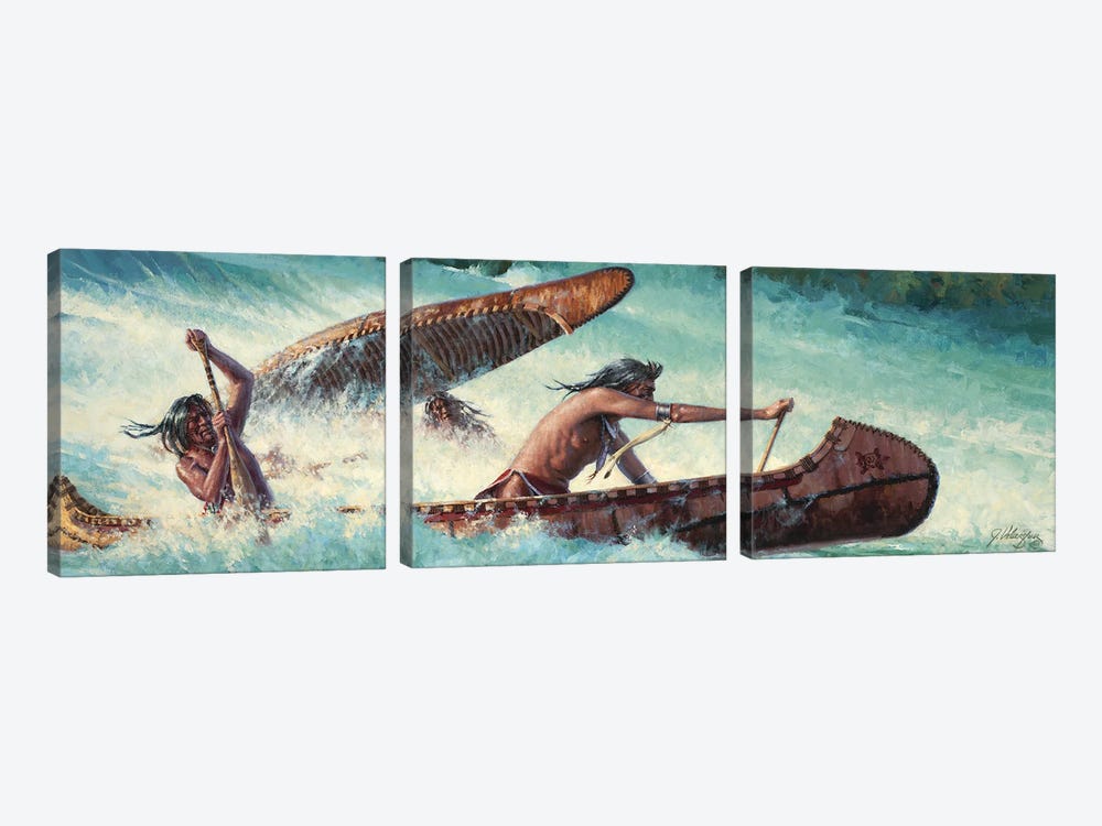 Wildwater Race by Joe Velazquez 3-piece Canvas Print