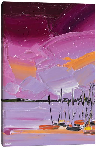 Boats At Bay II Canvas Art Print - Purple Abstract Art