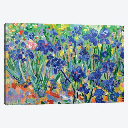Vincents Blue Irises Canvas Print #JVN113} by Joseph Villanueva Canvas Artwork