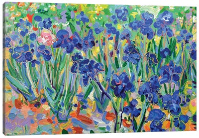 Vincents Blue Irises Canvas Art Print - Joseph Villanueva