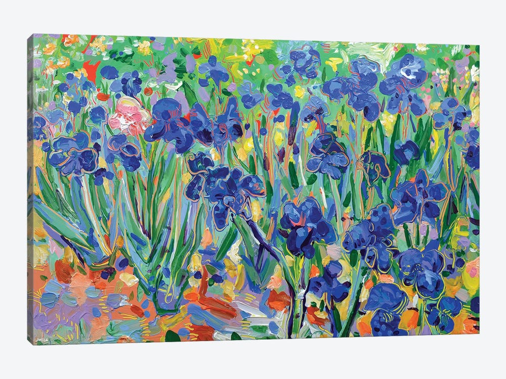 Vincents Blue Irises by Joseph Villanueva 1-piece Canvas Print