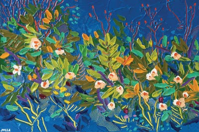 Midnight Garden II by Joseph Villanueva framed canvas print