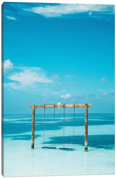 Maldives Resort Club Med Beach Swing Canvas Art Print - Maldives