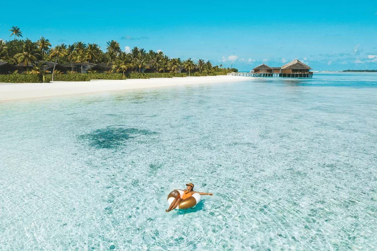 Maldives Resort Ocean Girl Pool Ring by James Vodicka wall art