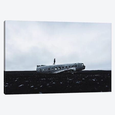 Man Walking Plane Wreck Canvas Print #JVO105} by James Vodicka Canvas Art Print