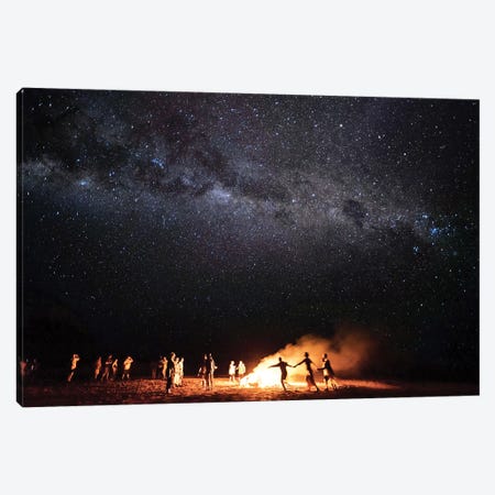 Night Beach Campfire Under Milkyway Stars Canvas Print #JVO113} by James Vodicka Canvas Art Print