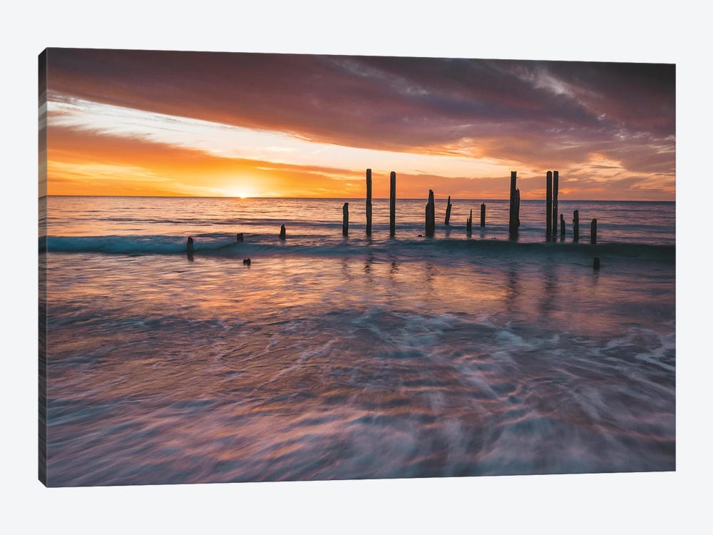 Ocean Jetty Sunset by James Vodicka 1-piece Canvas Art Print
