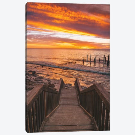 Beach Stairs Sunset Canvas Print #JVO11} by James Vodicka Canvas Print