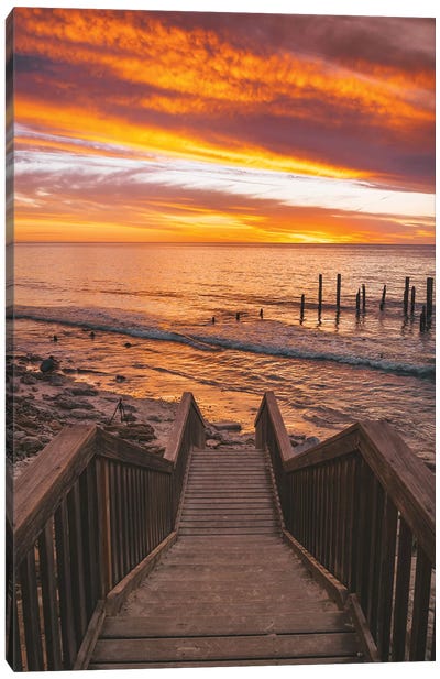 Beach Stairs Sunset Canvas Art Print - James Vodicka