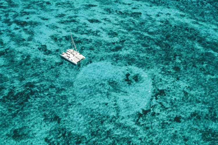 Ocean Lagoon with Sailing Boat