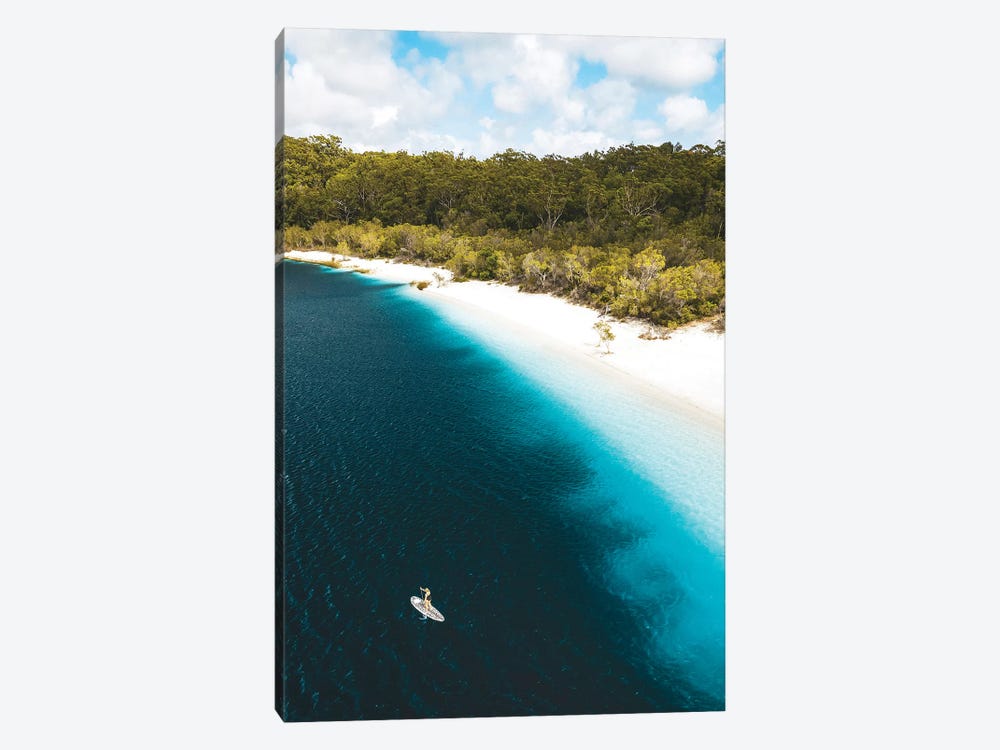 Paddle Boarder Beach Lake Mckenzie (tall) by James Vodicka 1-piece Canvas Artwork