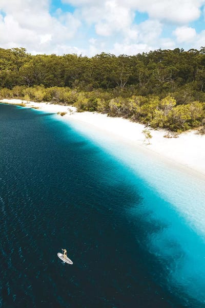 Queensland: Paddle Boarder Beach Lake Mckenzie (tall) by James Vodicka