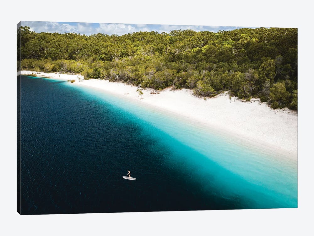 Paddle Boarder Beach Lake Mckenzie (wide) by James Vodicka 1-piece Canvas Print