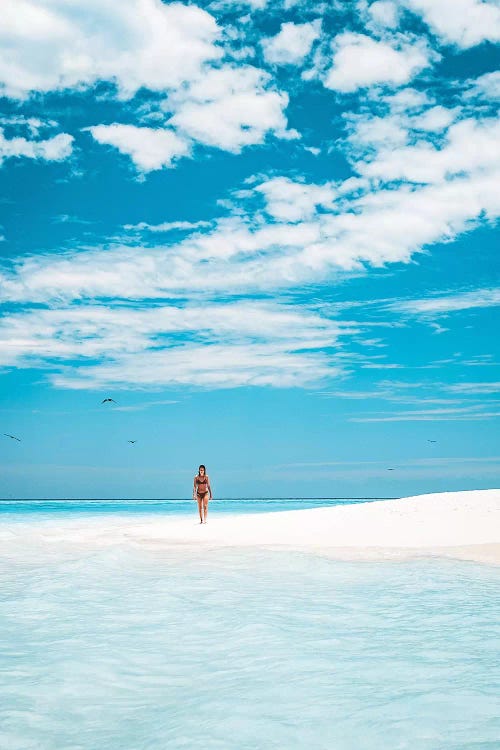 Paradise Island Girl Walking Beach