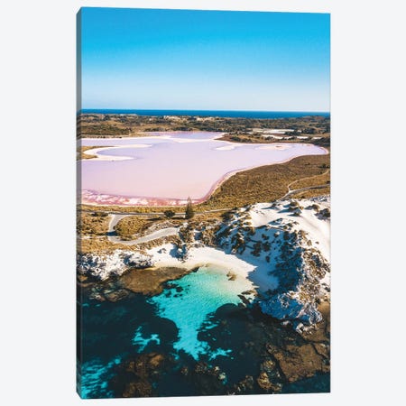 Pink Lake With Turquoise Ocean Canvas Print #JVO133} by James Vodicka Canvas Print