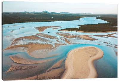 River Mouth Sunset Patterns Aerial Canvas Art Print - James Vodicka