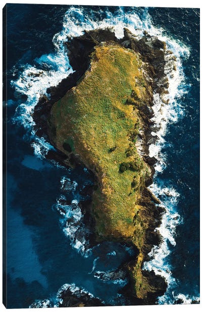 Rocky Island Coastal Aerial Canvas Art Print - Island Art