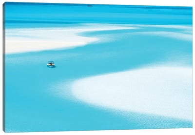 Sand Patterns Hill Inlet with Zodiac Boat Canvas Art Print