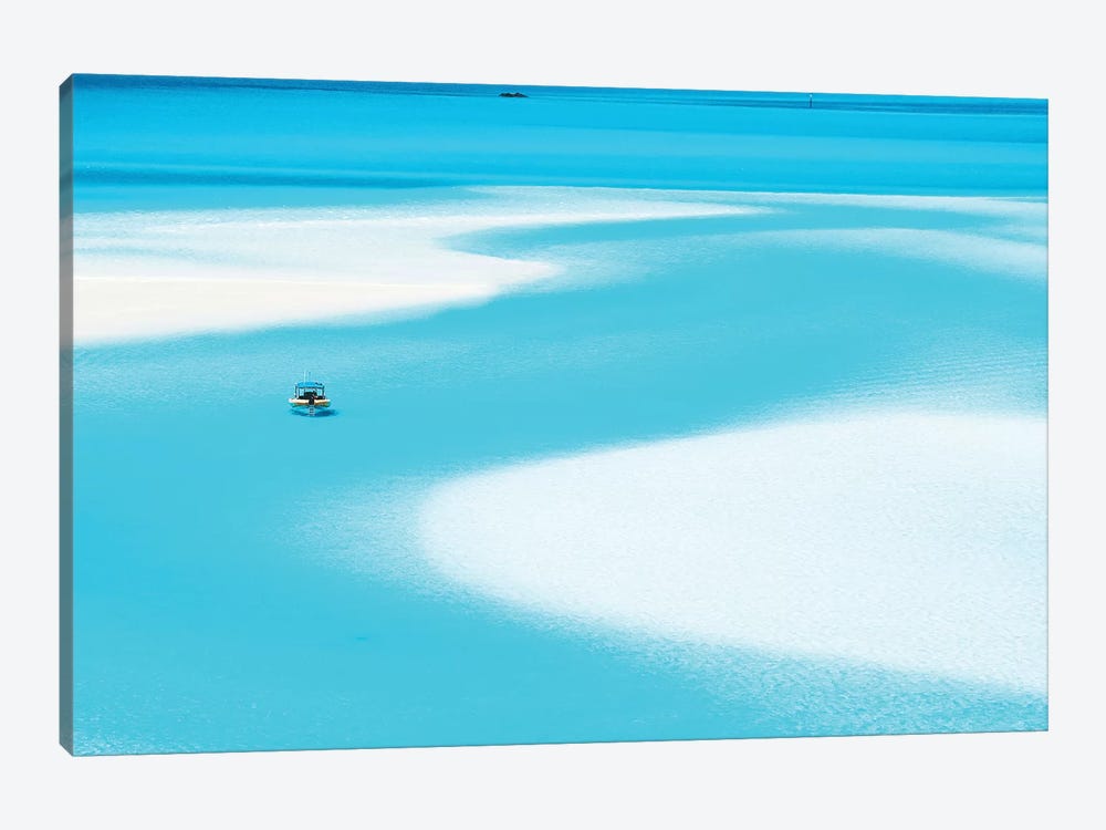 Sand Patterns Hill Inlet with Zodiac Boat by James Vodicka 1-piece Canvas Art Print