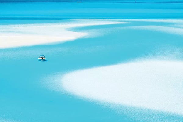 James Vodicka: Sand Patterns Hill Inlet with Zodiac Boat by James Vodicka