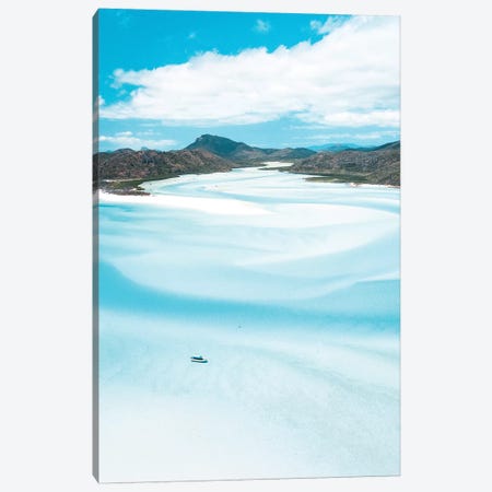 Sand Swirls Hill Inlet with Boat (tall) Canvas Print #JVO155} by James Vodicka Canvas Art