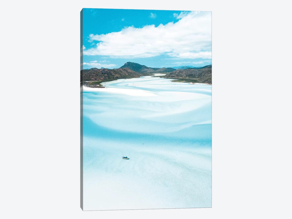 Sand Swirls Hill Inlet with Boat (tall) by James Vodicka 1-piece Canvas Print