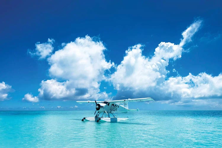 Sea Plane Resting On Turqoise Island Water