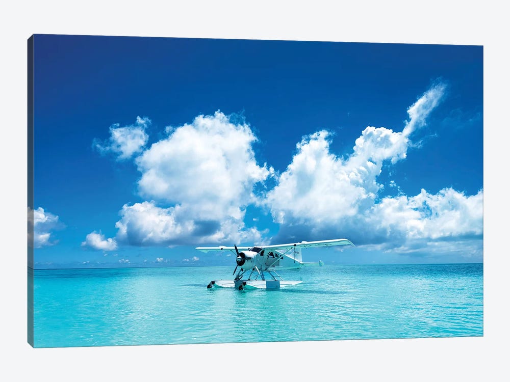 Sea Plane Resting On Turqoise Island Water by James Vodicka 1-piece Canvas Artwork