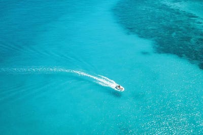 Small Boat Turquoise Water by James Vodicka art print