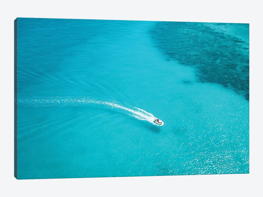 Small Boat Turquoise Water by James Vodicka 1-piece Canvas Print