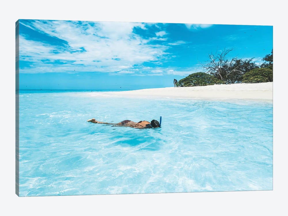 Snorkelling Girl Tropical Island by James Vodicka 1-piece Canvas Art Print