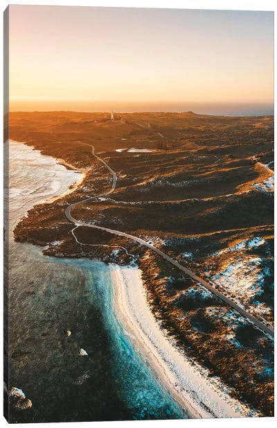Sunset Coastline Rottnest Island Aerial Canvas Art Print - Australia Art