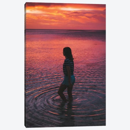 Sunset Girl Ocean Ripples Canvas Print #JVO185} by James Vodicka Canvas Print