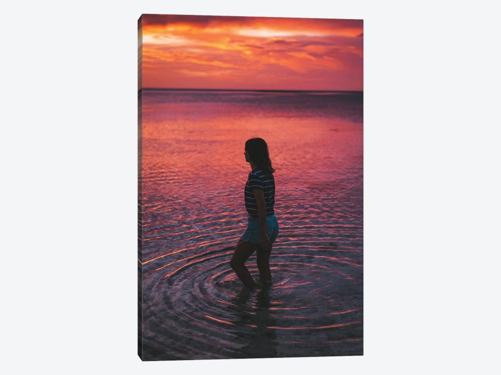 Sunset Girl Ocean Ripples by James Vodicka 1-piece Canvas Art