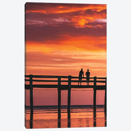 Sunset Island Jetty Silhouetted People Canvas Print #JVO186} by James Vodicka Canvas Print