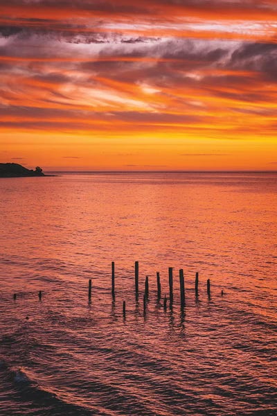 Sunset Jetty Pylons by James Vodicka art print