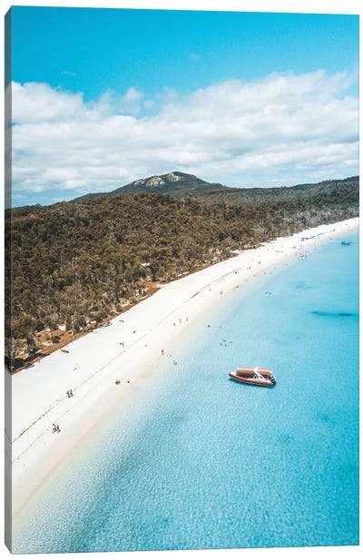 Blue Water White Sand Island Beach Aerial Canvas Art Print - James Vodicka